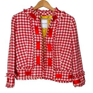 Walter Tweed Silk Blend Blazer Women’s Red White Size 8